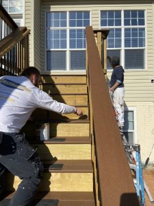 working repairing stairs